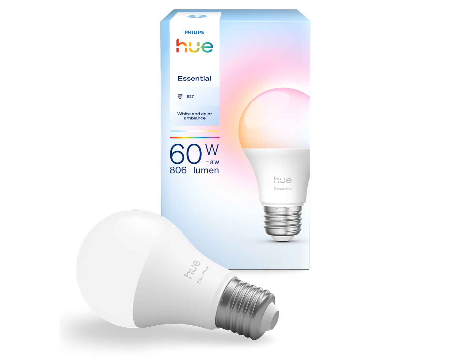Ampoule - Philips Hue - Essential - A60 - Lumiere blanche et colorée