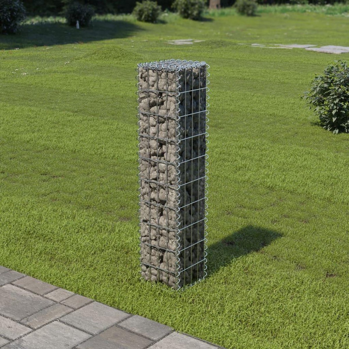 Vidaxl Gabionenwand mit Abdeckungen, Verzinkter Stahl, 20x20x100 cm