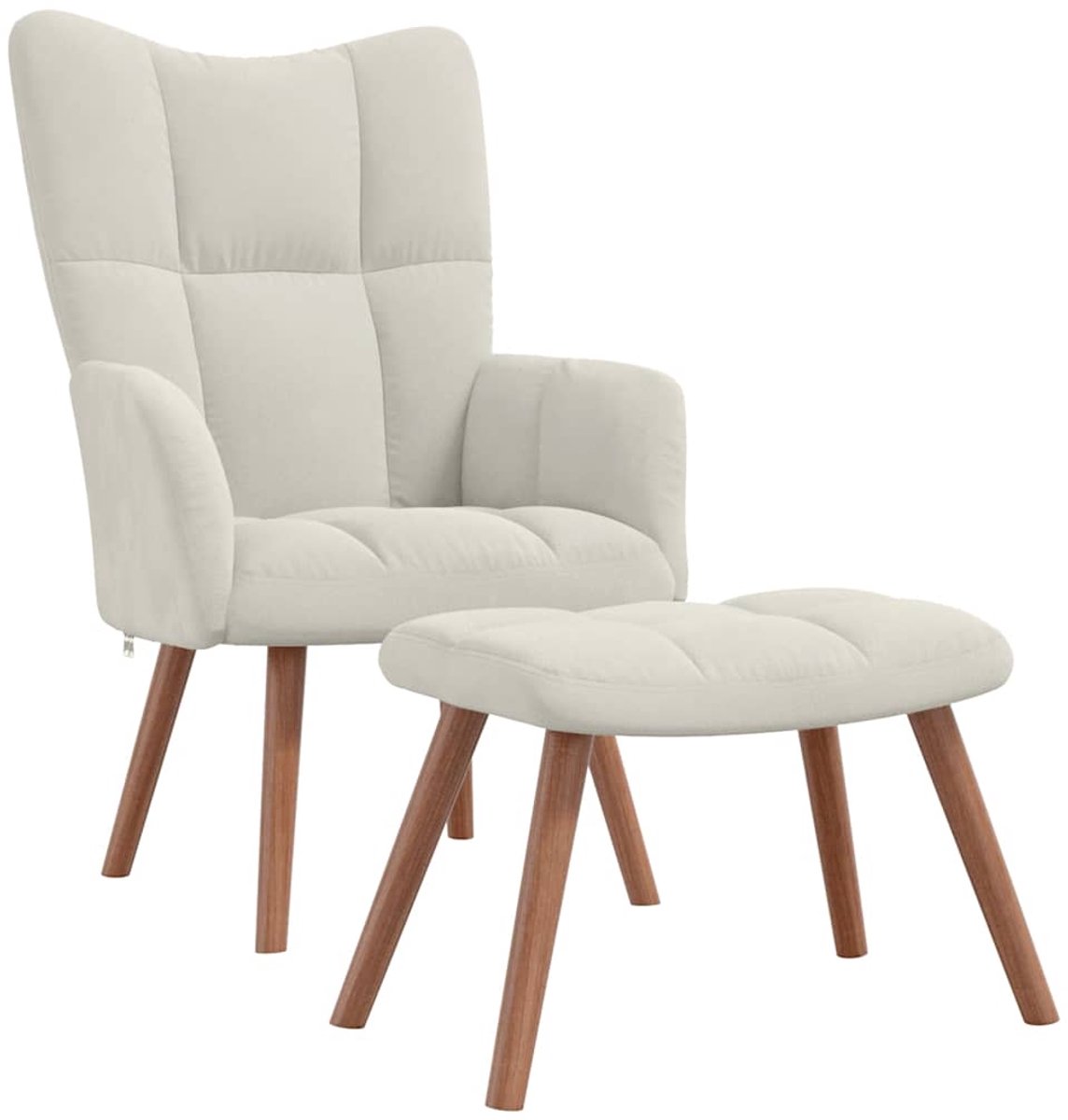 Vidaxl Sessel mit Hocker, Cremefarben, Mit Samt bezogen