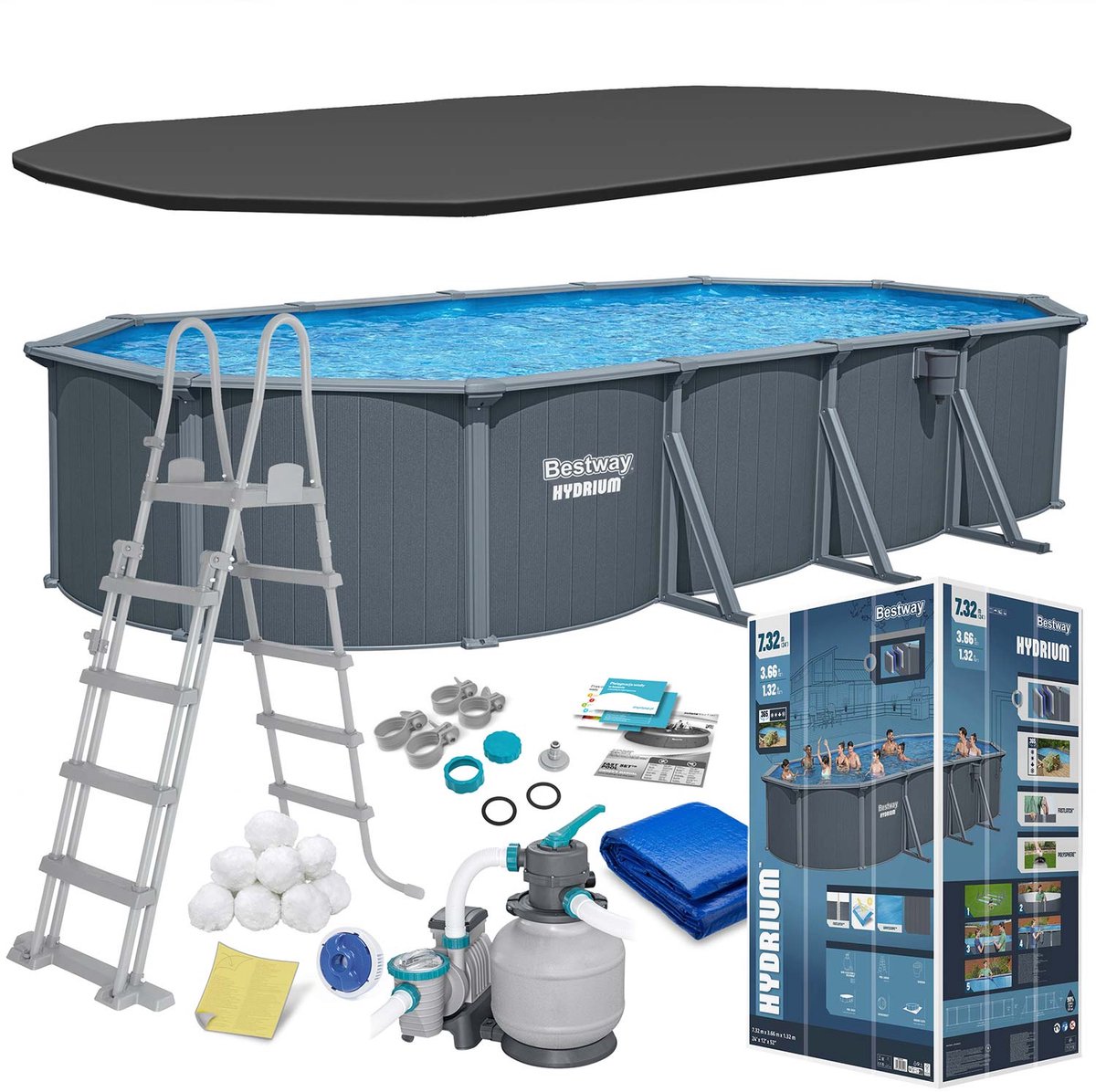 Gartenpool Panel Ganzjahres 732X366X132 Cm 13W1 Sets 561Cw