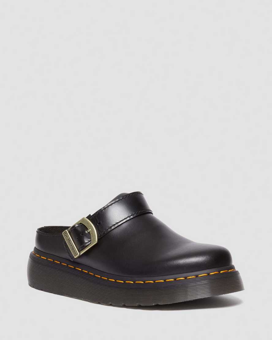 Dr. Martens Laketen Leder Plateau Mules Schuhe in Schwarz, Größe: 41