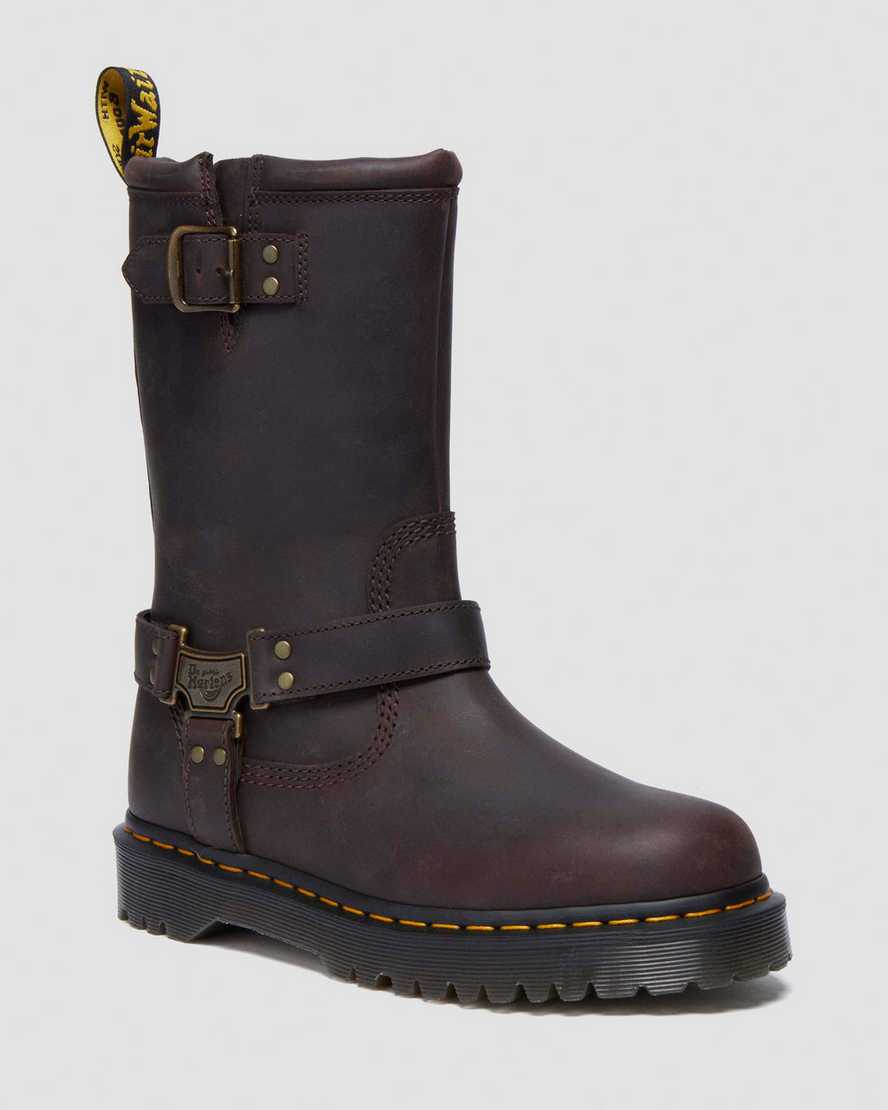 Dr. Martens Anistone Hohe Leder Biker Stiefel in Braun, Größe: 44