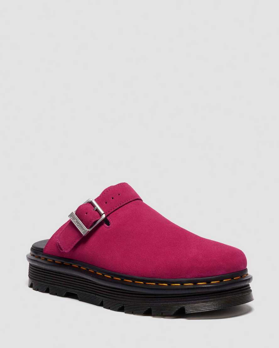 Dr. Martens Suède Zebzag Wildleder Casual Slingback Plateau Mules in Rosa, Größe: 48