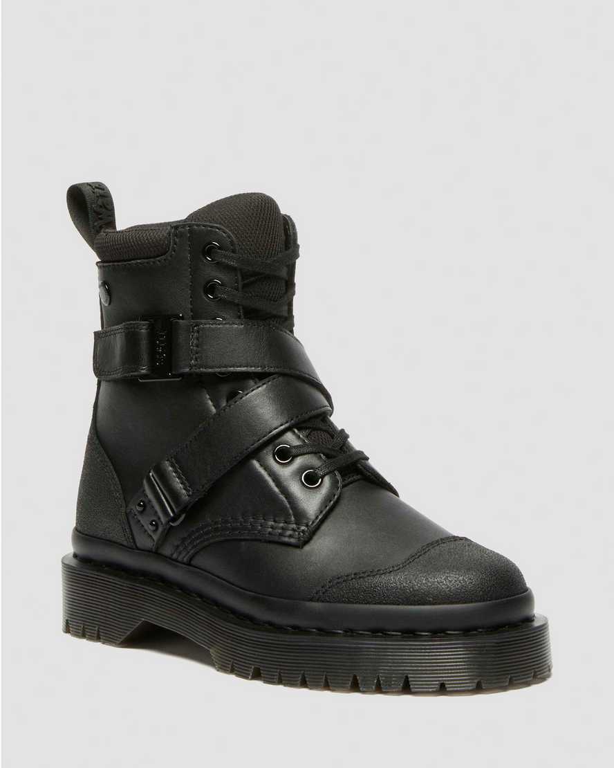 Dr. Martens 1460 Bex Tech Strap Leder Stiefel in Schwarz, Größe: 38