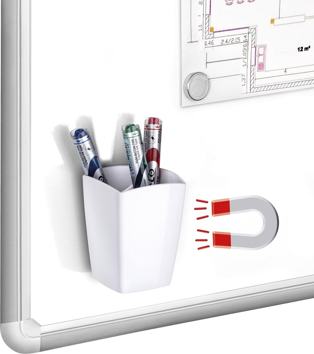 12 x CEP Stifteköcher magnetisch weiß