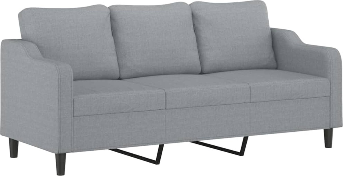 Vidaxl 3-Sitzer-Sofa, Hellgrau, 180 cm, Mit Stoff bezogen
