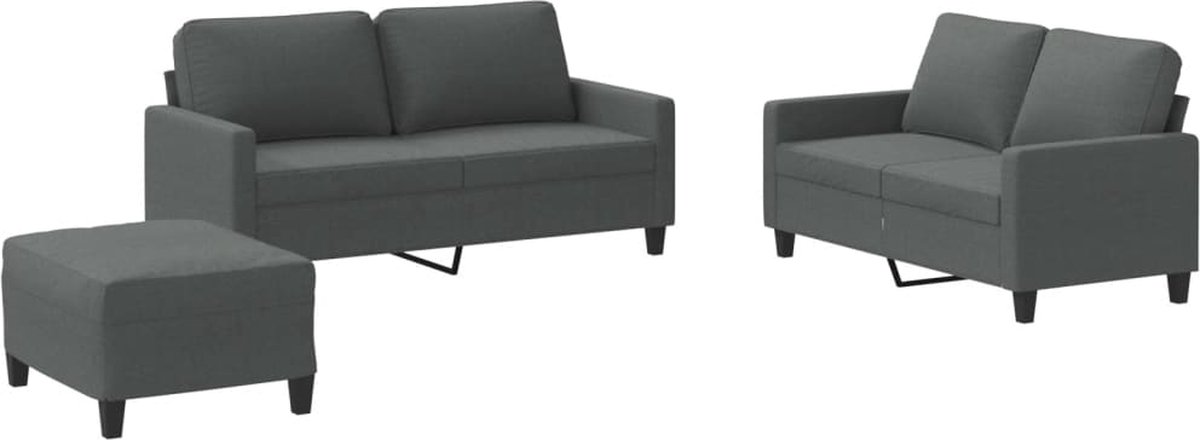 Vidaxl 3-teiliges Lounge-Set, Stoffbezug, Dunkelgrau