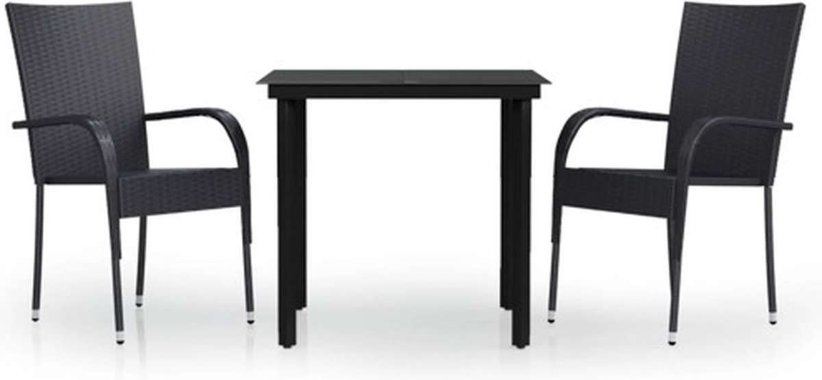 Vidaxl 3-teiliges Gartenmöbel-Set, Schwarz