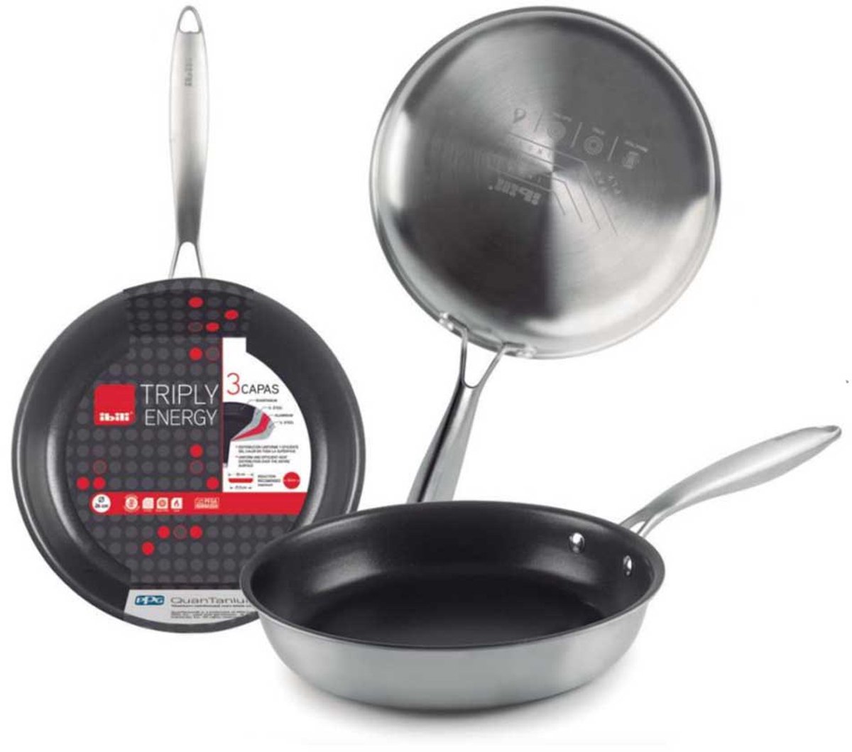 Pfanne - IBILI - Triply - 22 cm - Edelstahl - Antihaftbeschichtung - Induktion