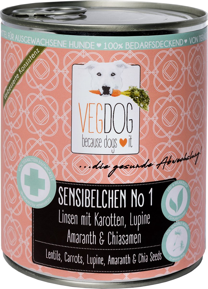 Vegdog Sensibelchen No1 Hundefutter - Dose 6 x 800 g