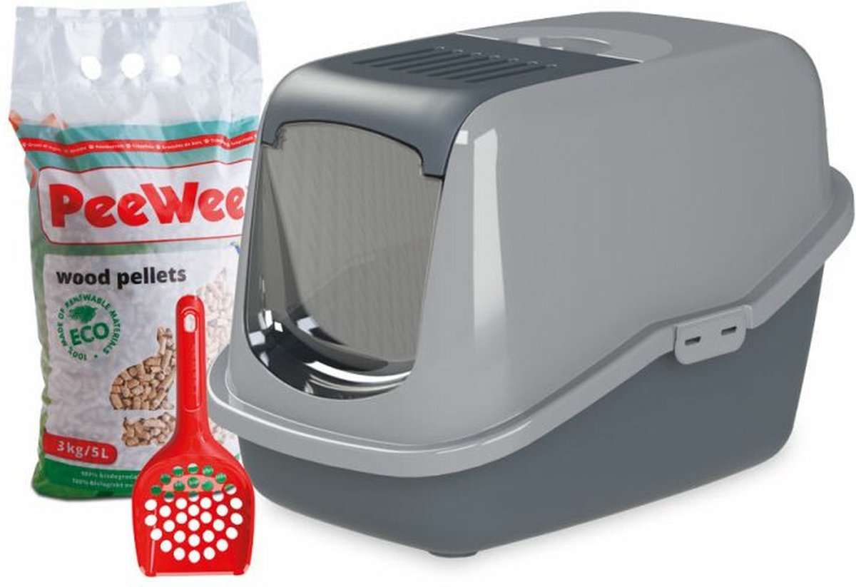 PeeWee EcoHus Katzenklo Starter-Paket - Anthrazit/Grau
