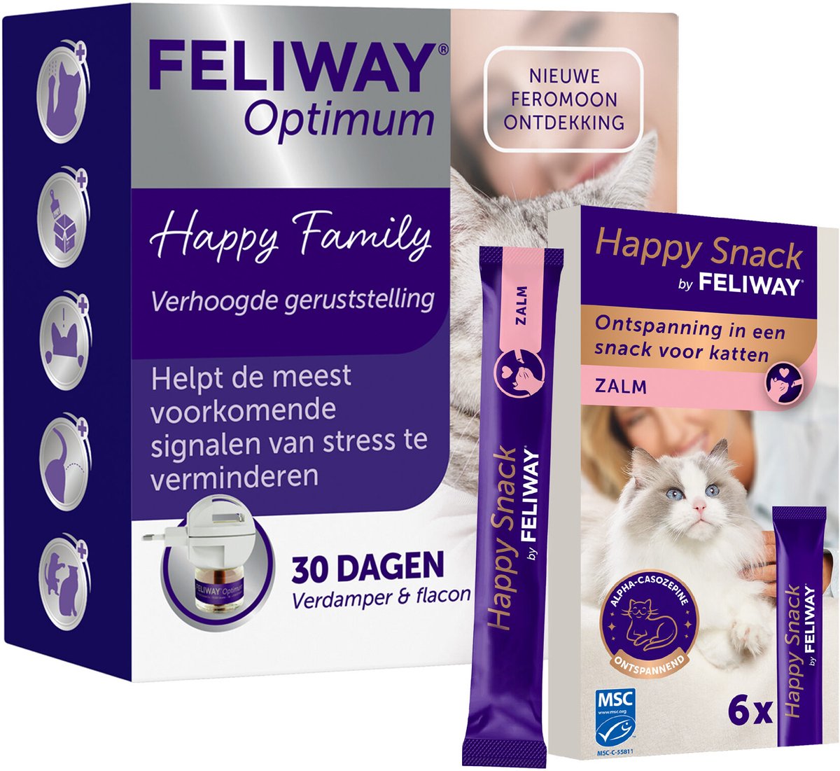 Feliway Optimum Startset + Happy Snack Lachs