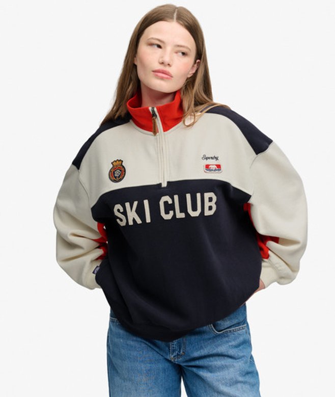 Superdry Damen Preppy Ski Half-zip mit Lockerer Passform Cream - Größe: 44