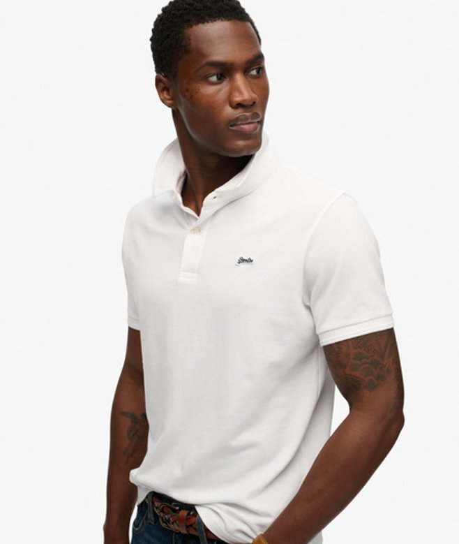 Superdry Herren Classic Pique Poloshirt mit Lockerer Passform White - Größe: Xxxl