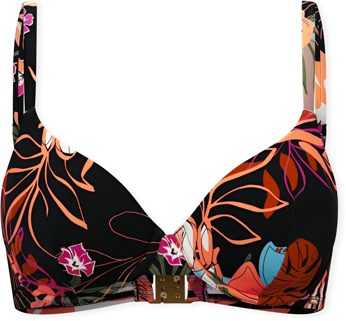 Bikini-Top mit Schale Jersey Blumen multicolor - Aqua 42A
