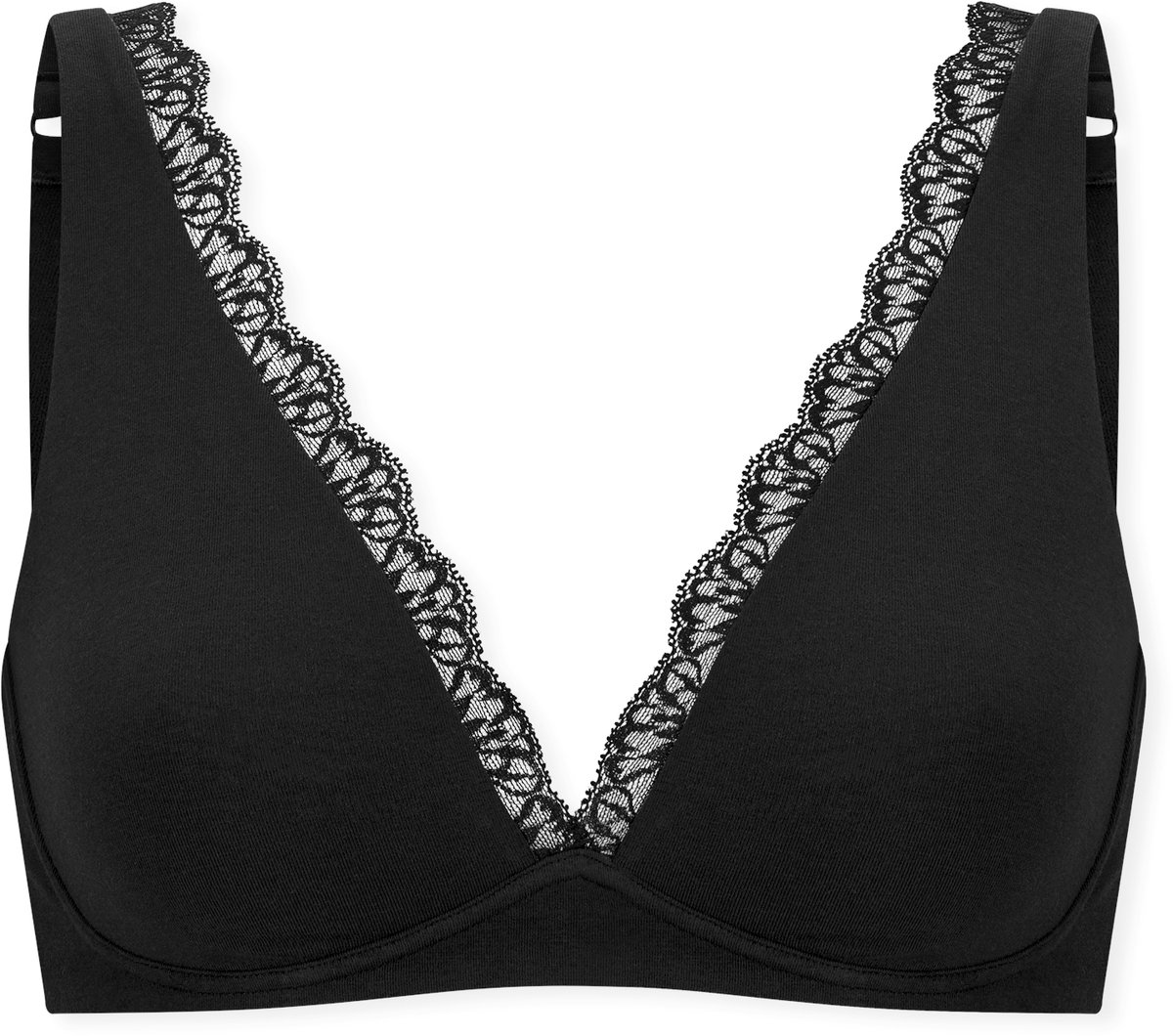 Soft-BH gemoldet ohne Bügel Spitze schwarz - Unique Cotton 85A