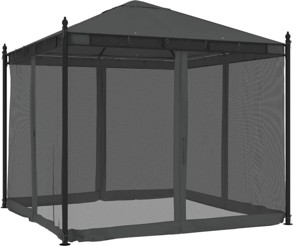 Vidaxl Pavillon mit Netzseiten, Anthrazit, 2,93 x 2,93 m, Stahl