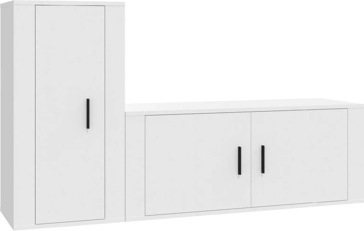 Vidaxl 2-Cz. TV-Schrank-Set, Weiß, Holzwerkstoff