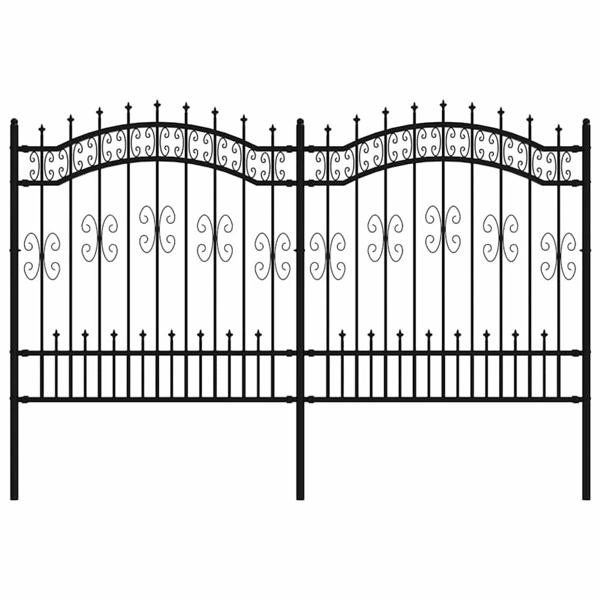 Vidaxl Zaun mit Spitzen, Schwarz, 165 cm, Pulverbeschichteter Stahl