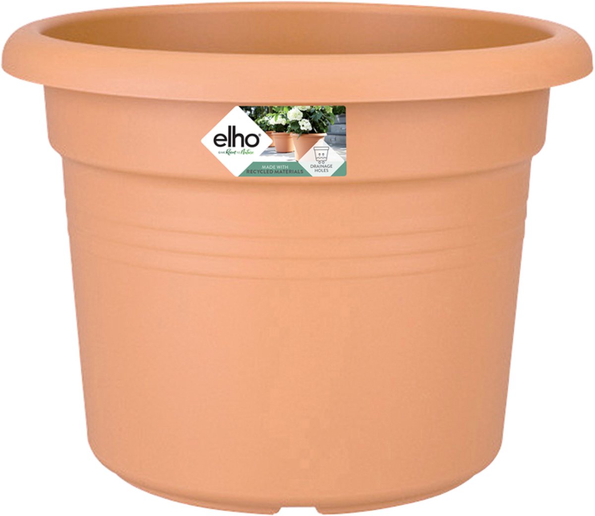 ELHO Blumentopf Green Basics Zylinder - Ø 43,8 x H 33,8cm - Weiches Terrakotta