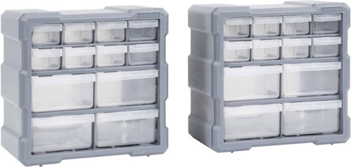 Vidaxl Organizer mit 12 Schubladen, 2 Stück, 26,5 x 16 x 26 cm