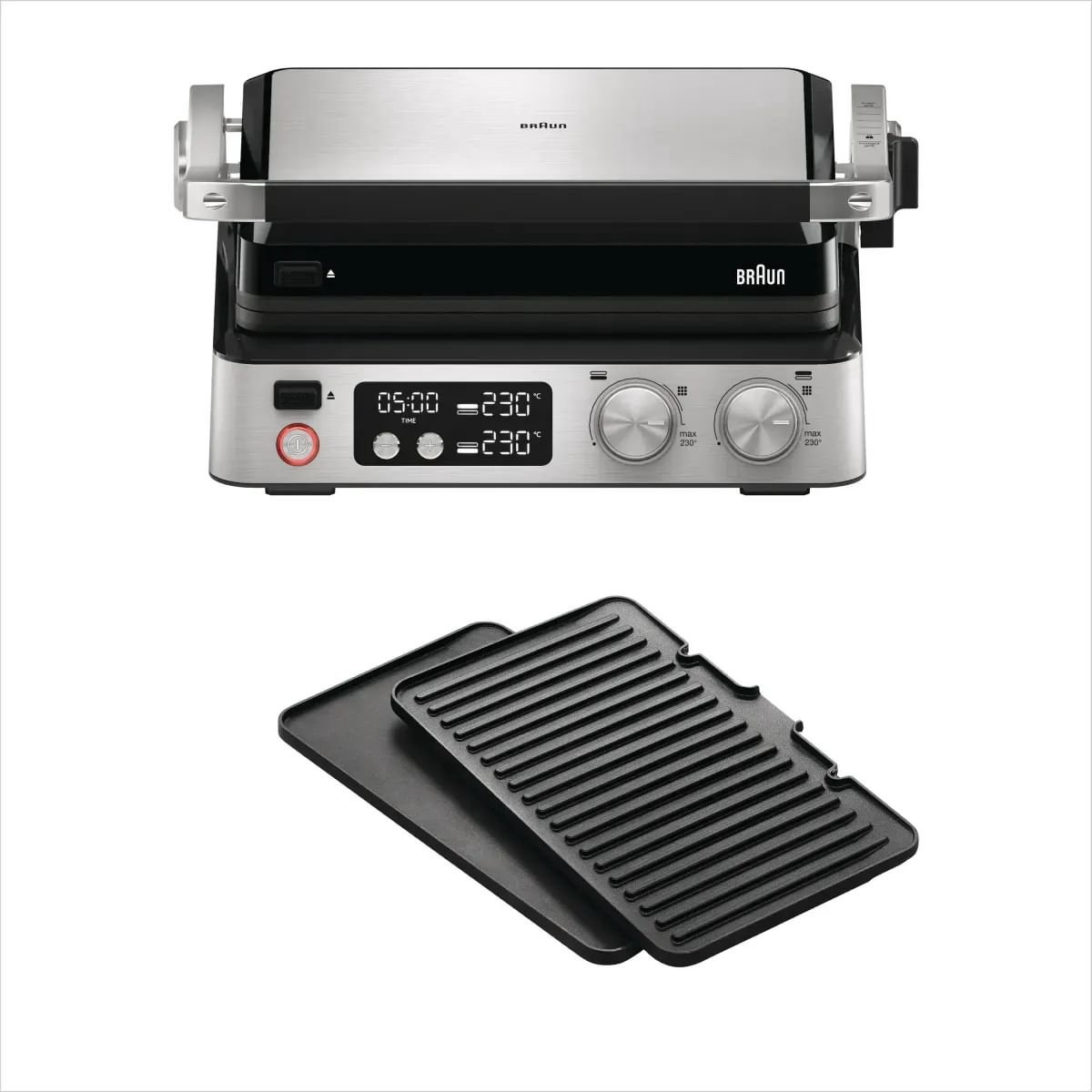 Multifunktionsgrill - BRAUN - Multi Grill 7 - 2000 W - 3 Heizpositionen - Schwarz / Stahl schwarz