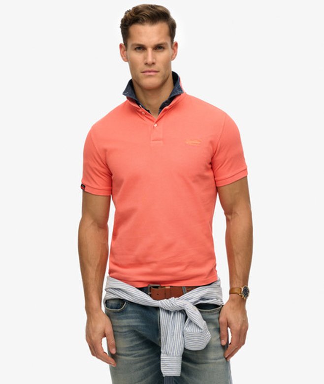 Superdry Men's Vintage Destroy Poloshirt Koralle - Größe: XL