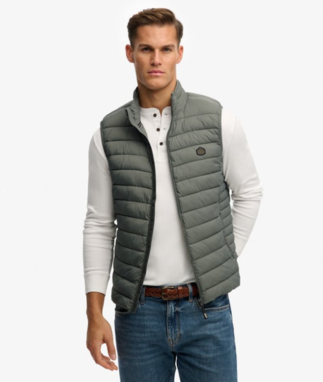 Superdry Herren Fuji Lite Steppweste Grey - Größe: L