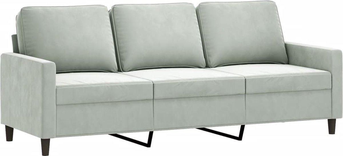 Vidaxl 3-Sitzer-Sofa, Hellgrau, 180 cm, Mit Samt bezogen