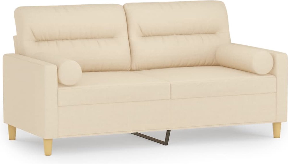 Vidaxl 2-Sitzer Sofa mit Kissen, Creme, 140 cm, Stoff