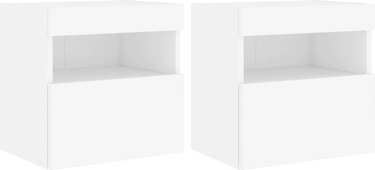 Vidaxl Wand-TV-Schränke mit LED, 2 Stück, Weiß, 40x30x40 cm