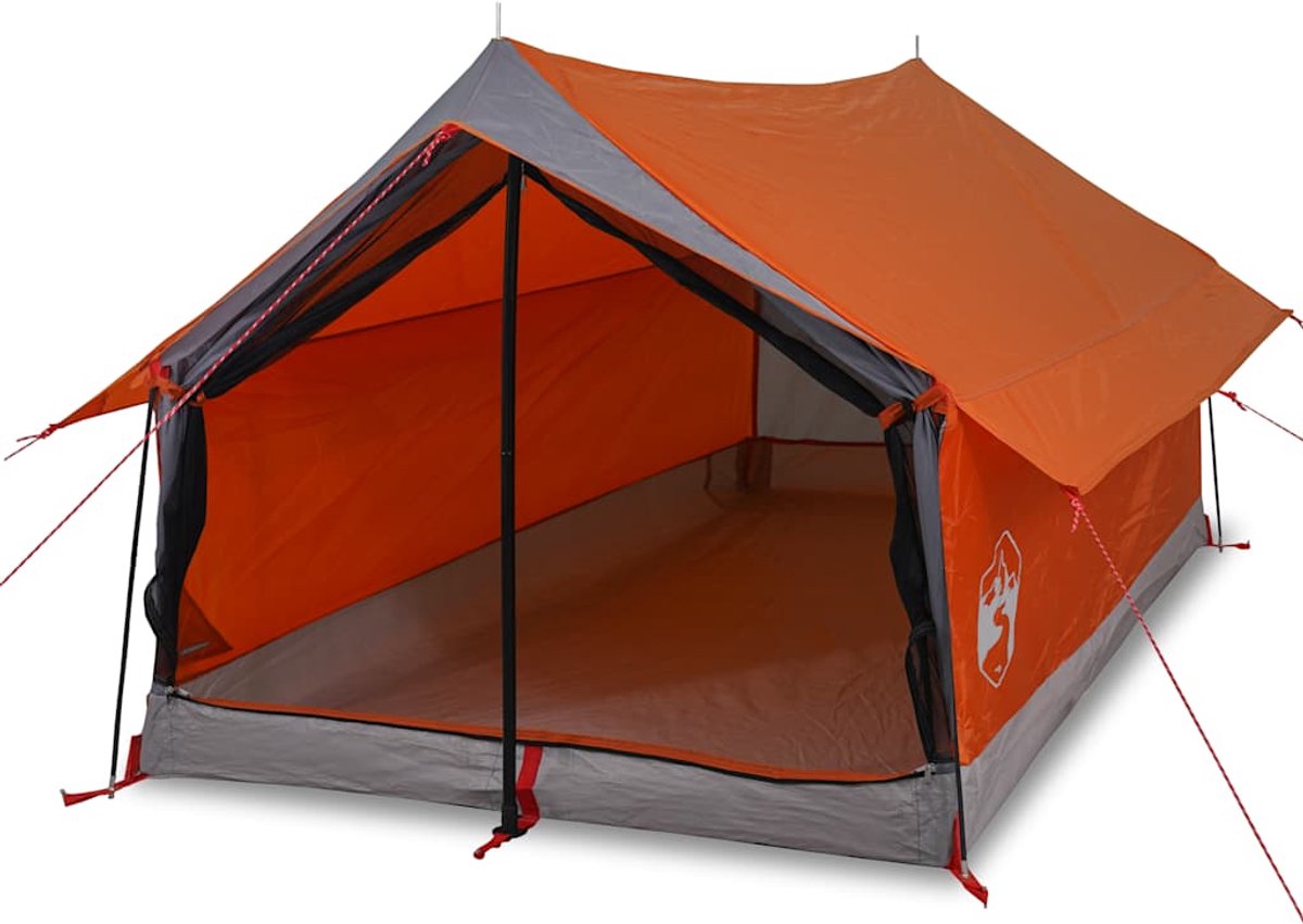 Vidaxl Campingzelt, 2-Personen, Grau-Orange, Wasserdicht