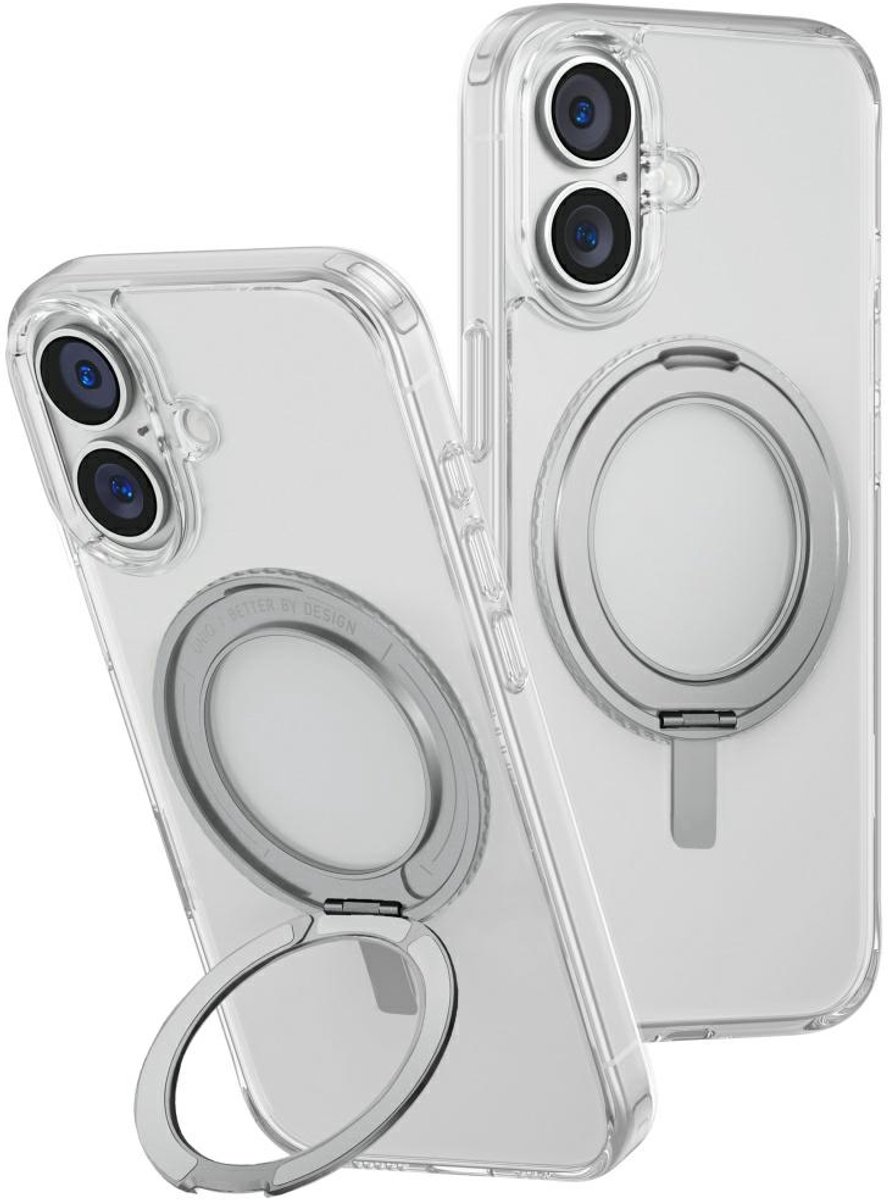 Hülle für iPhone 16 Plus UNIQ 360 drehbarer Ständer Transparent
