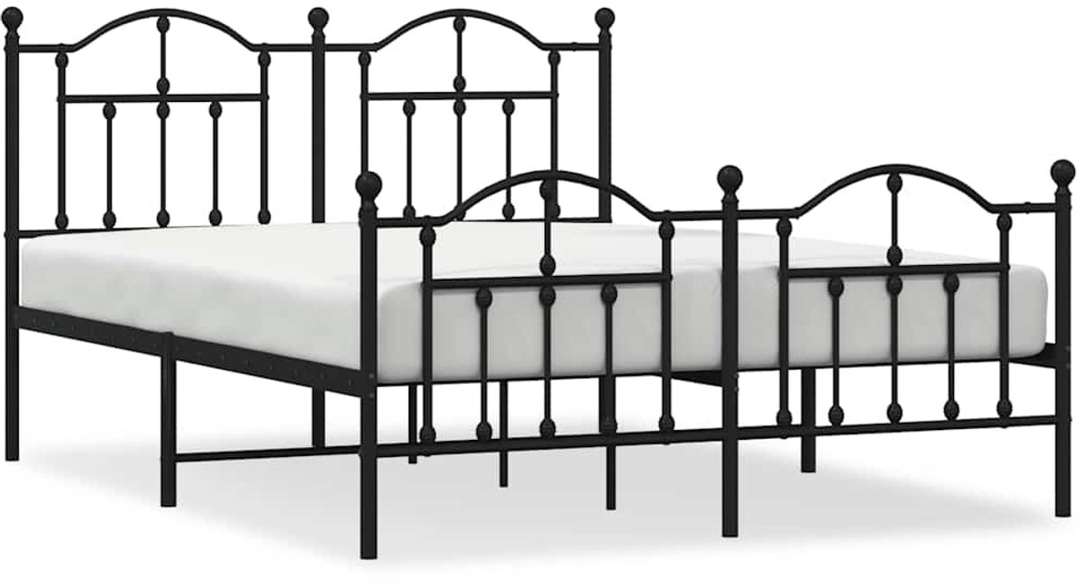 Vidaxl Metallbettgestell Mit Kopfteil Und Fußteil, Schwarz, 140X190Cm