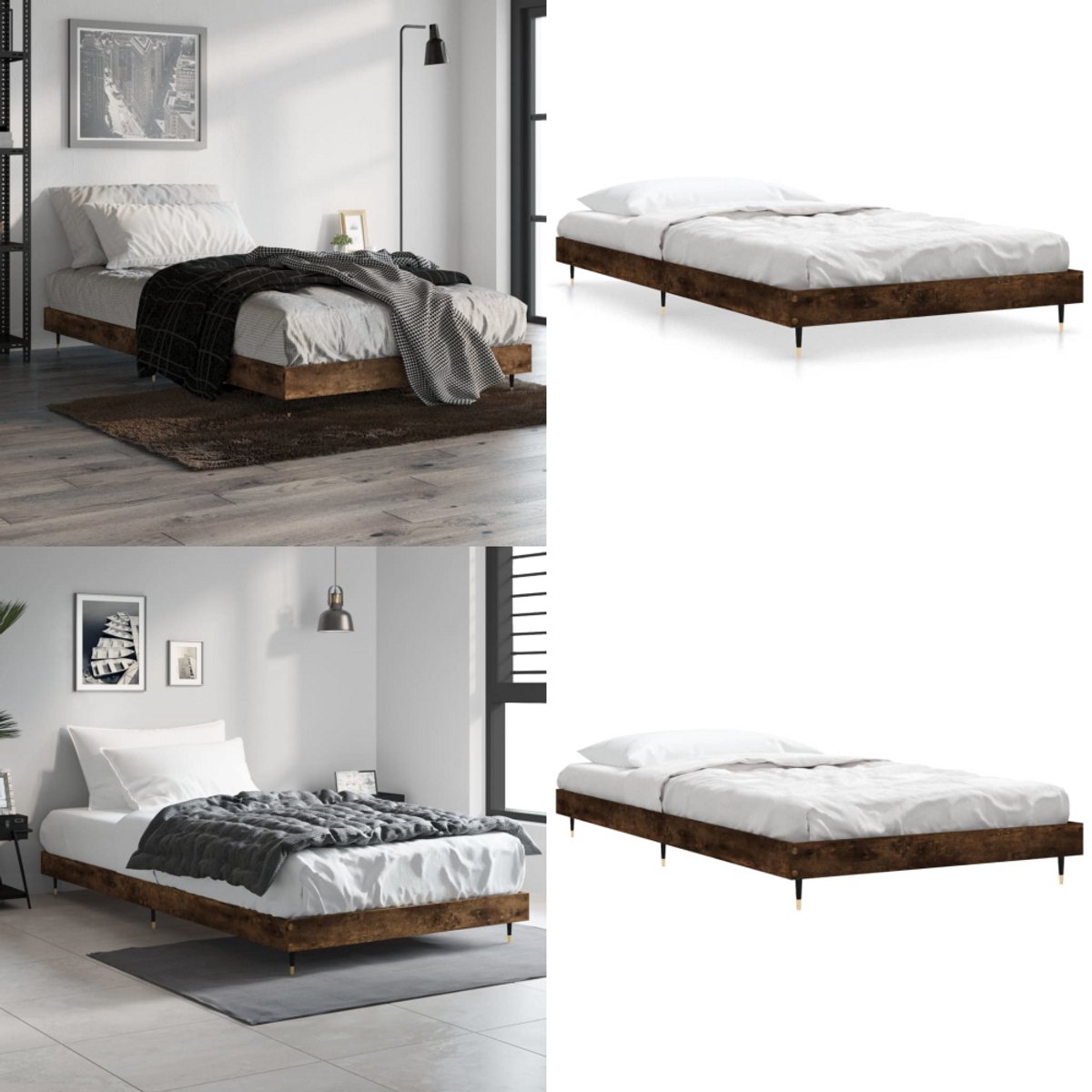 Vidaxl Bett Ohne Matratze, Geräucherte Eiche, 90X190 Cm