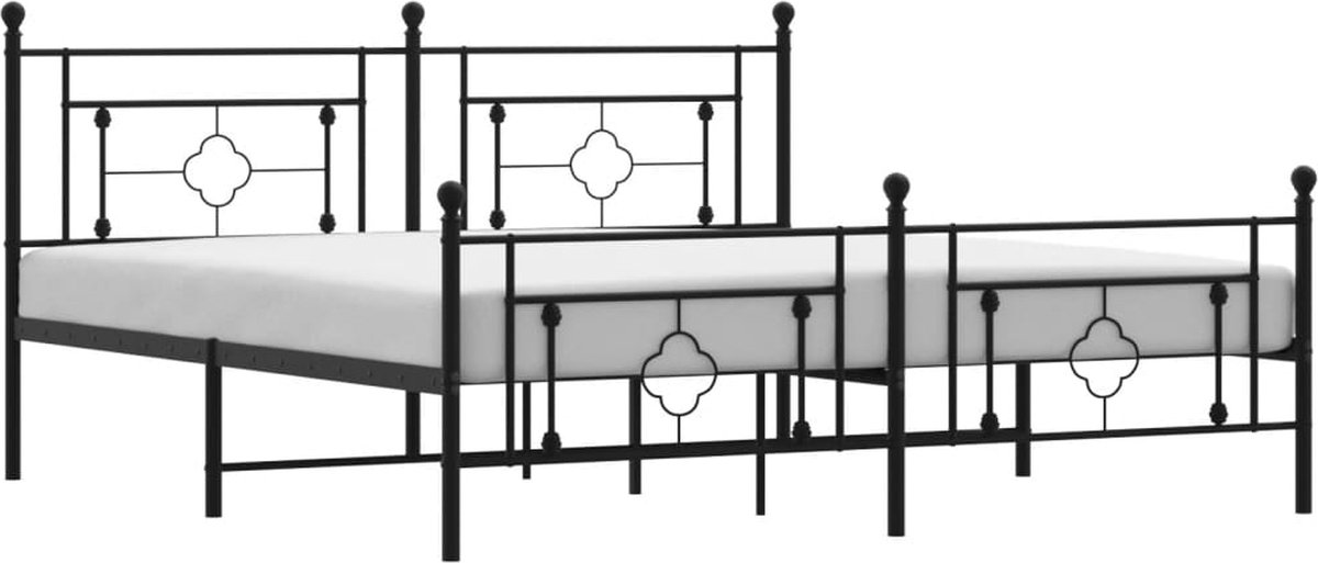 Vidaxl Metall-Bettgestell Mit Kopfteil Und Fußteil, Schwarz, 183X213Cm