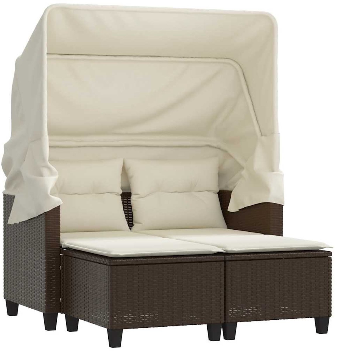 Vidaxl 2-Os. Gartensofa, Dach und Fußstützen, Braun, Rattan Pe