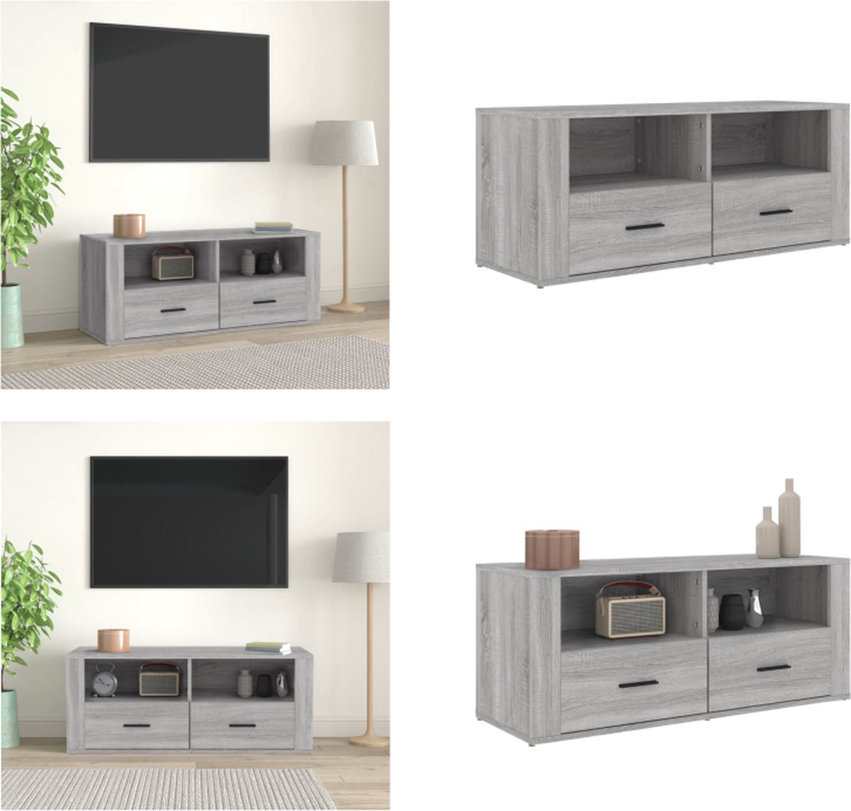 Vidaxl TV-Schrank, Sonoma-Eiche Grau, 100x35x40 cm