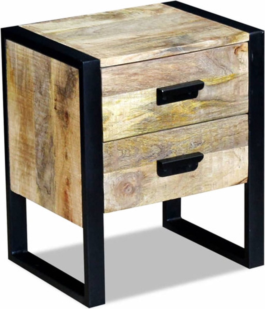 Vidaxl Beistelltisch mit 2 Schubladen, Mangoholz, 43 x 33 x 51 cm