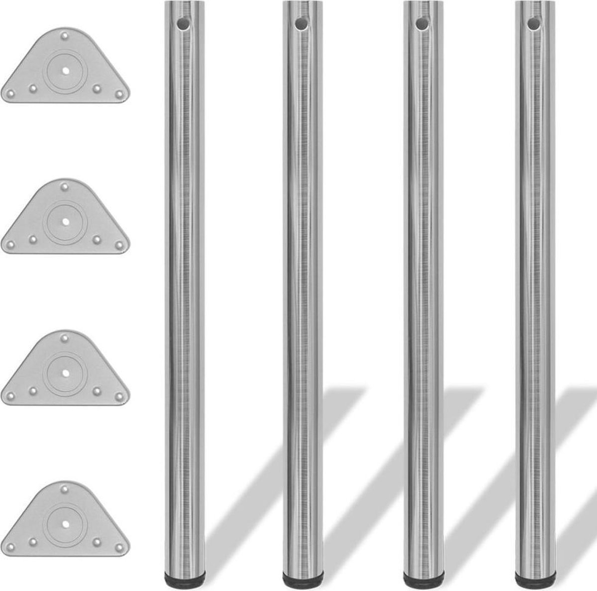 4 Tischbeine mit Höhenverstellung 870 mm Gebürsteter Nickel