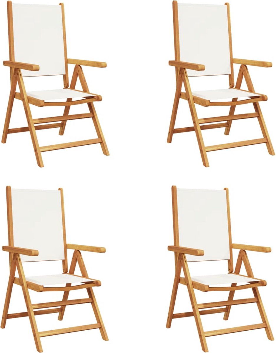 Vidaxl Klappbare Gartenstühle, 4 Stück, Cremefarben, Holz und Stoff