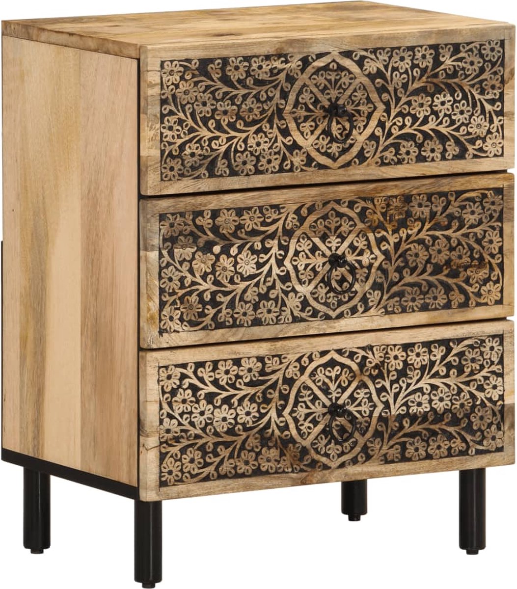 Vidaxl Nachttisch, 50X33X60 Cm, Massives Mangoholz