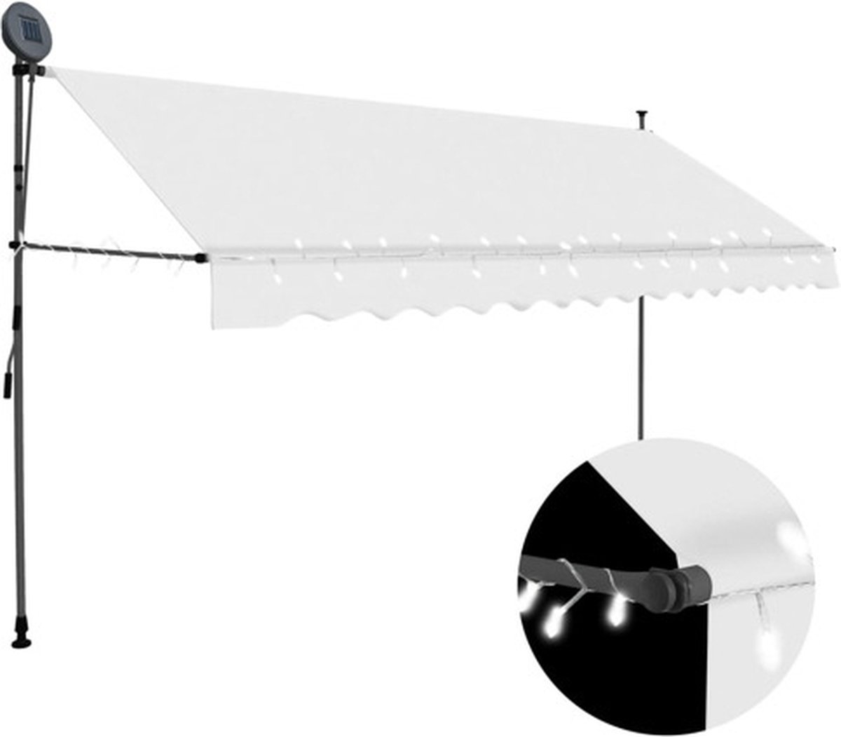 Vidaxl Handaufrollbare Markise mit LED, 350 cm, Cremefarben
