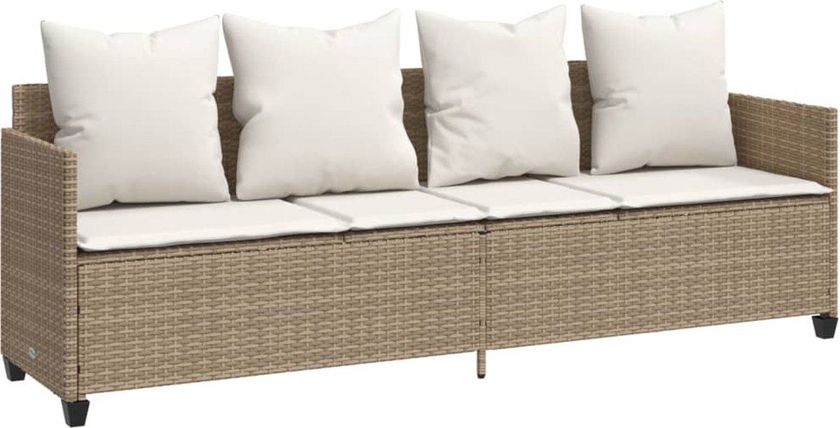 Vidaxl Liege mit Kissen, Beige, Polyrattan