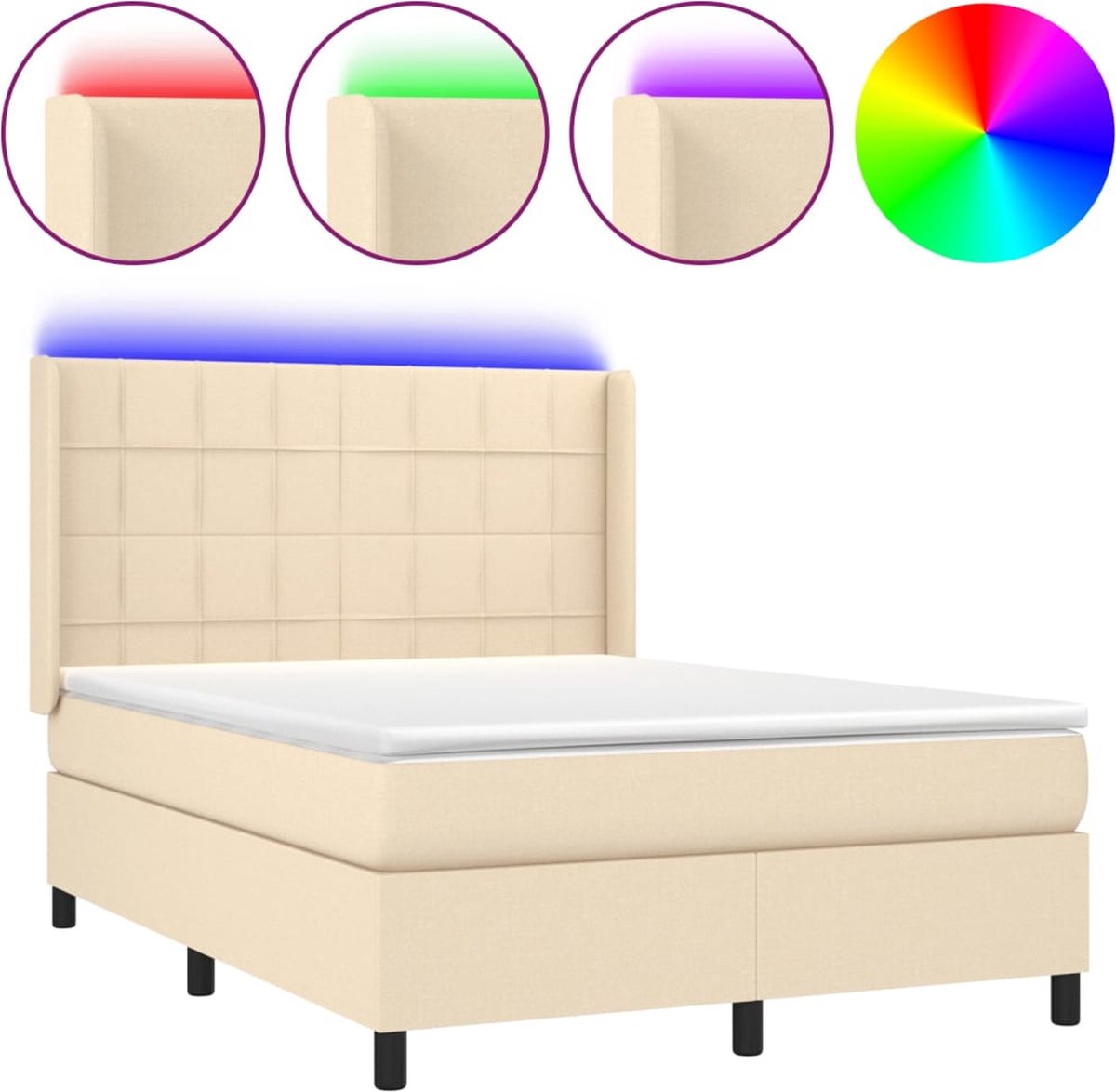 Vidaxl Kontinentalbett Mit Matratze, Cremefarben, 140X190 Cm, Stoff