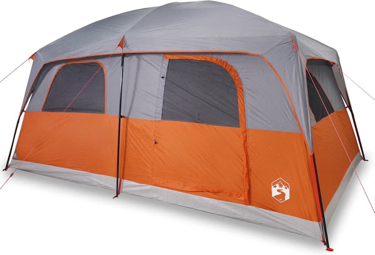 Vidaxl Familienzelt, 10 Personen, Grau-Orange, Wasserdicht