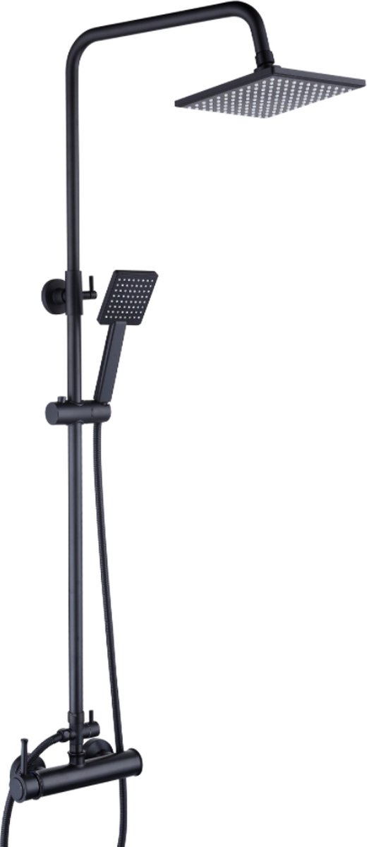 Duschset - Regendusche - 20cm - Schwarz - Mechanischer Mischer - Regendusche
