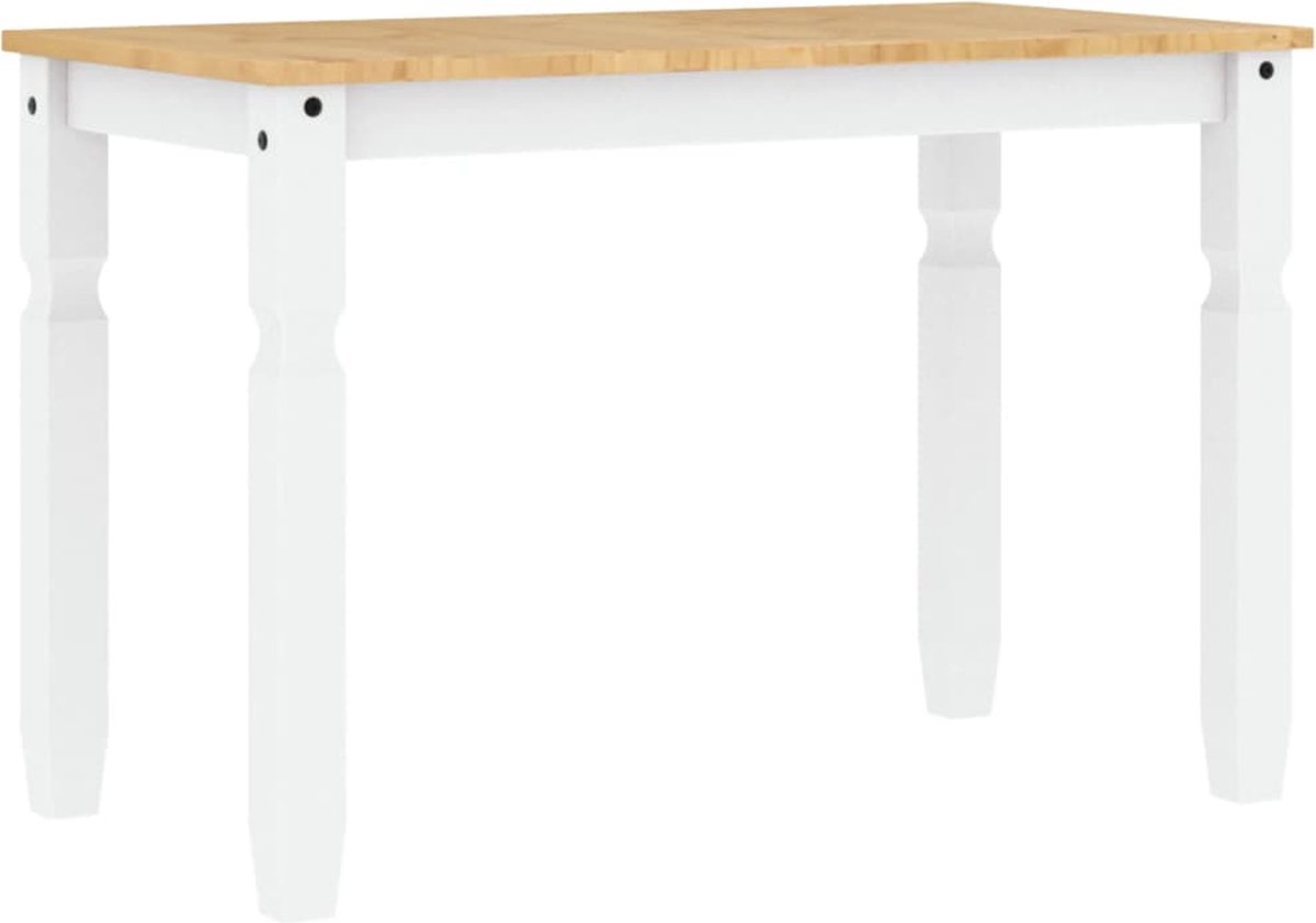 Vidaxl Esstisch Corona, Weiß, 112x60x75 cm, Kiefernholz