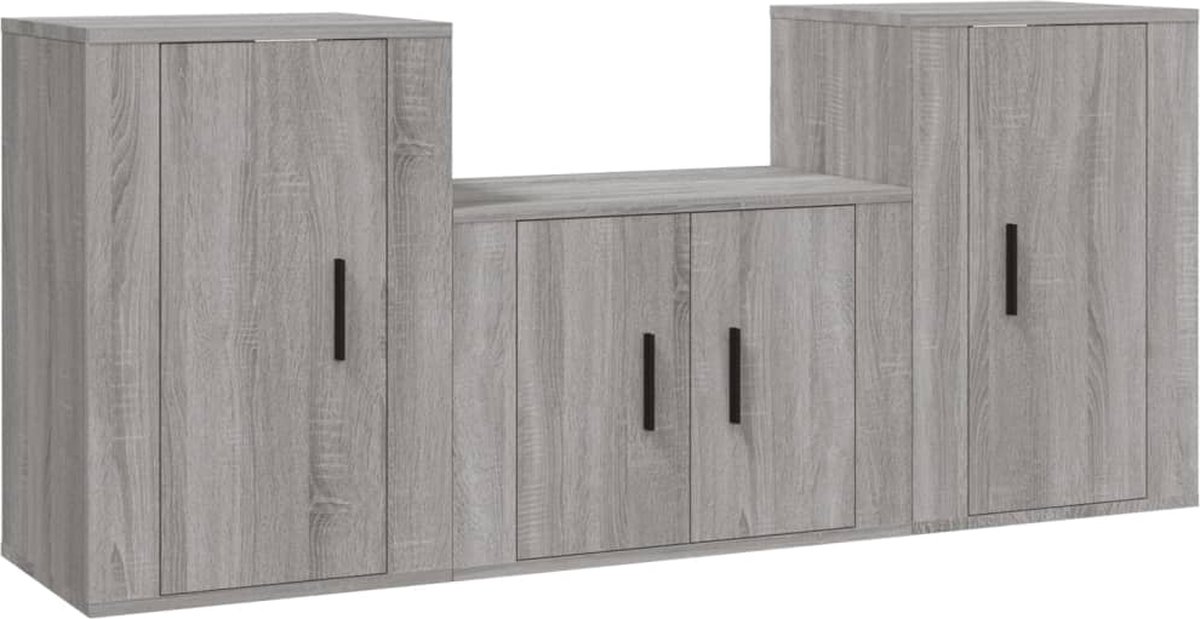Vidaxl 3er Set TV-Schränke, Sonoma-Eiche Grau, Holzwerkstoff