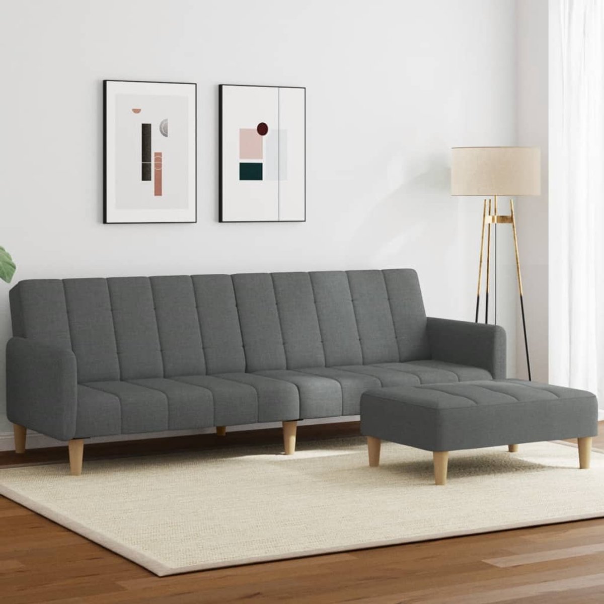 Vidaxl 2-Sitzer Schlafsofa, Dunkelgrau, Mit Stoff bezogen